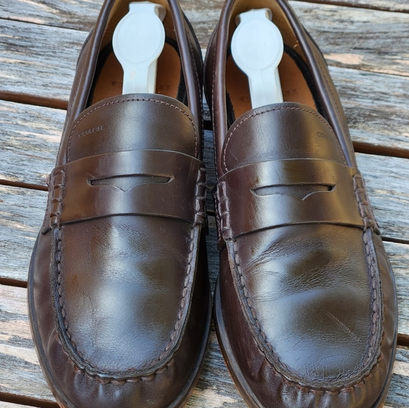 Coach Men's Tim Brown Leather Penny Loafers Shoes 8.5 - Picture 1 of 7
